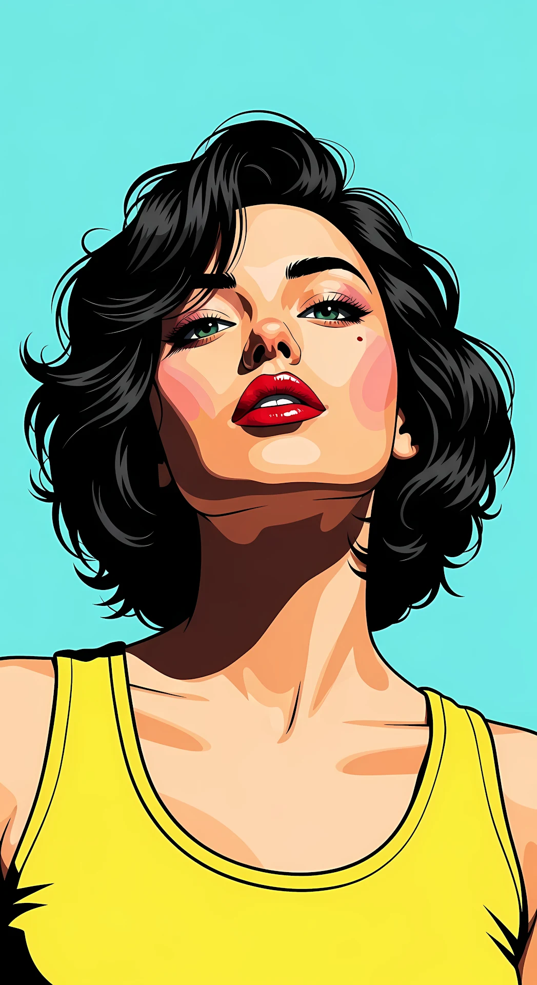 Bold Pop Art Portrait of a Woman in Yellow and Red - Free 4K mobile Wallpaper