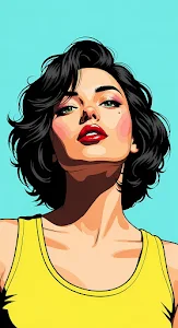 Bold Pop Art Portrait of a Woman in Yellow and Red