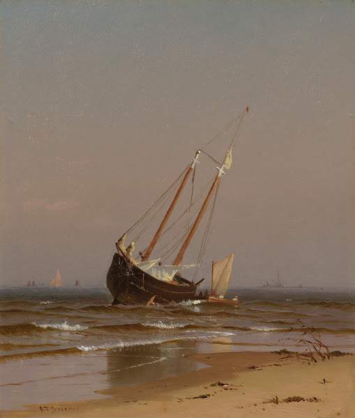Seascape Beached Boat Ashore on Salisbury Beach 1872