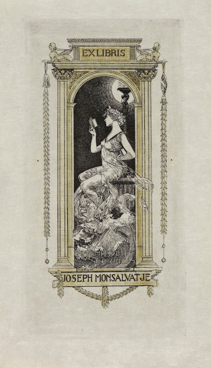 Bookplate of Joseph Monsalvatje In tempestate securitas 1905