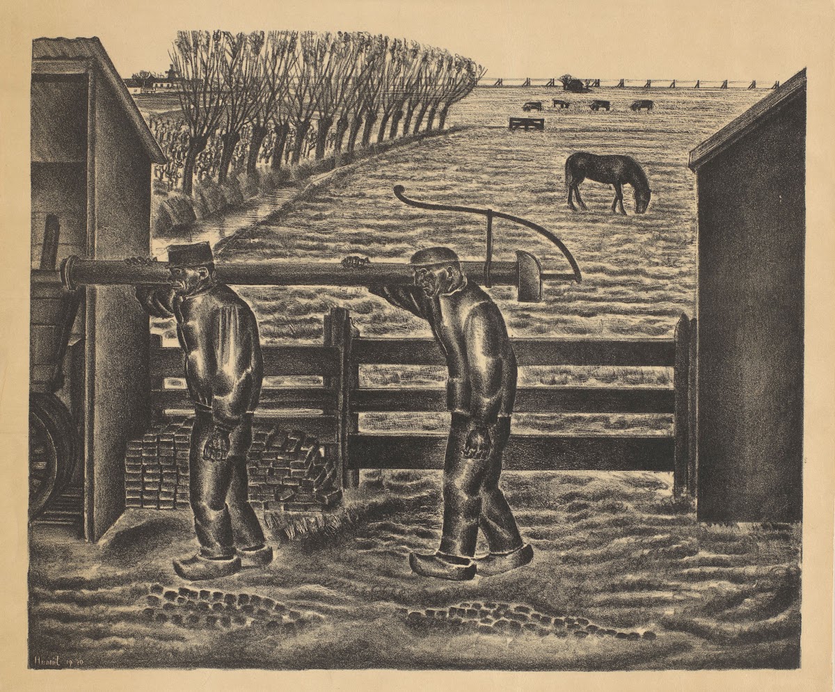 Twee boeren in een landschap 1930