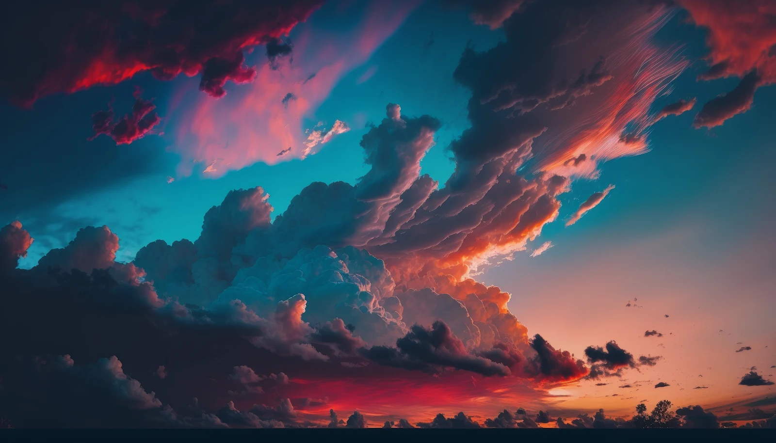 Ai Art, Illustration, Colorful, Clouds, Sky 4K Desktop, iPhone Wallpaper Background