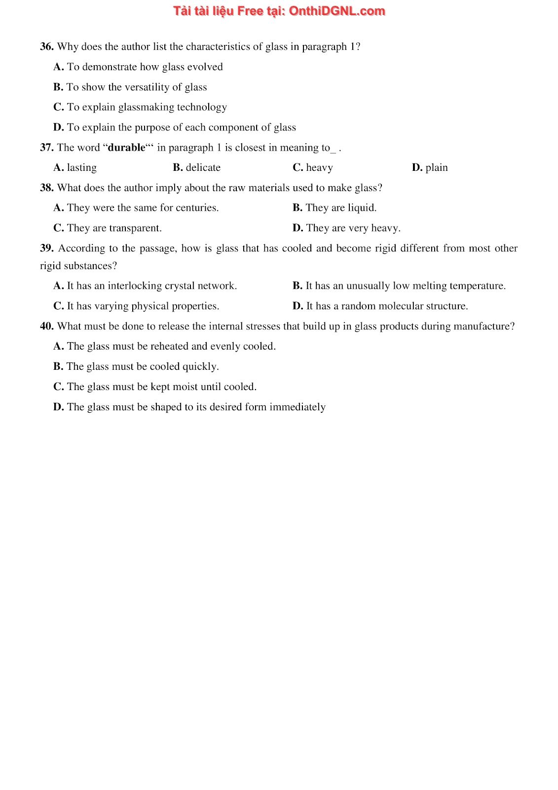 800 bài tập môn Tiếng Anh - Ôn thi ĐGNL ĐHQG TP HCM Phần 36