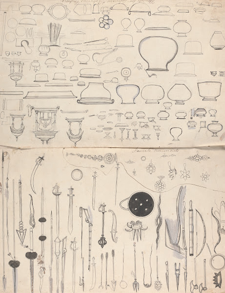 Military Weapons Female Ornaments Utencils for Culinary and Religious Purposes