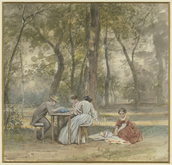 Der Künstler mit seiner Familie in Ferien
