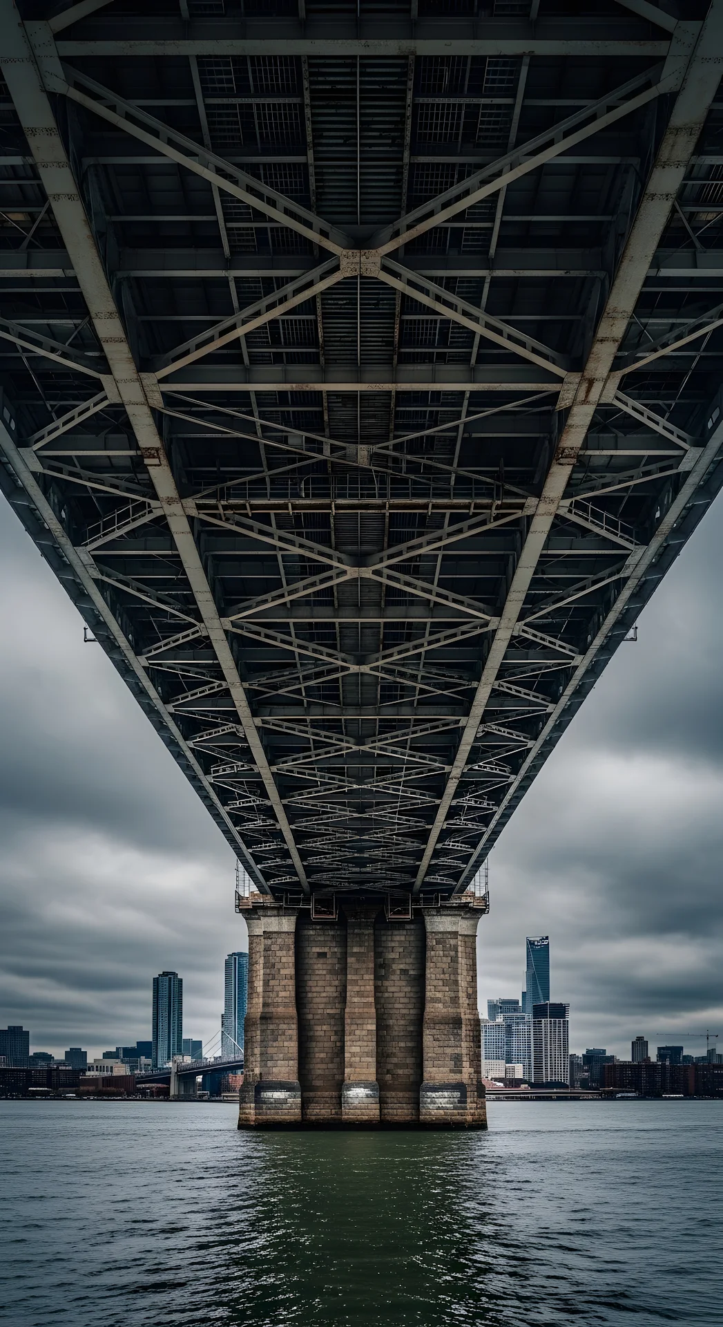 Underneath the Steel Structure of a City Bridge - Free 4K mobile Wallpaper