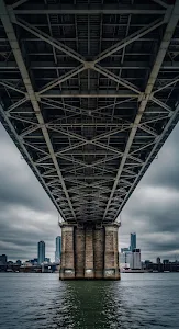 Underneath the Steel Structure of a City Bridge