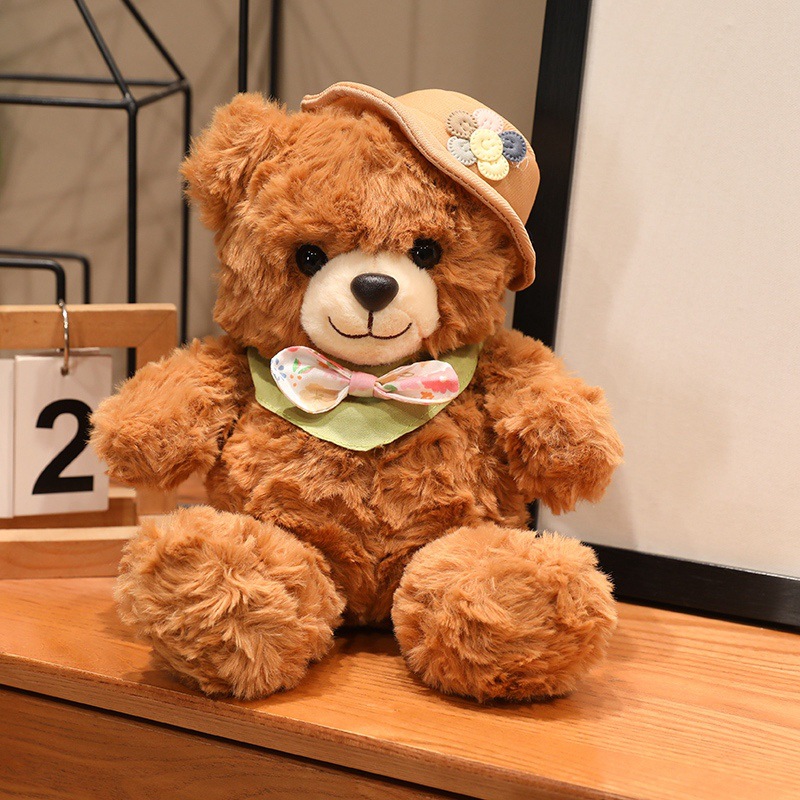 Großer Plüsch-Teddybär mit Seidenschleife