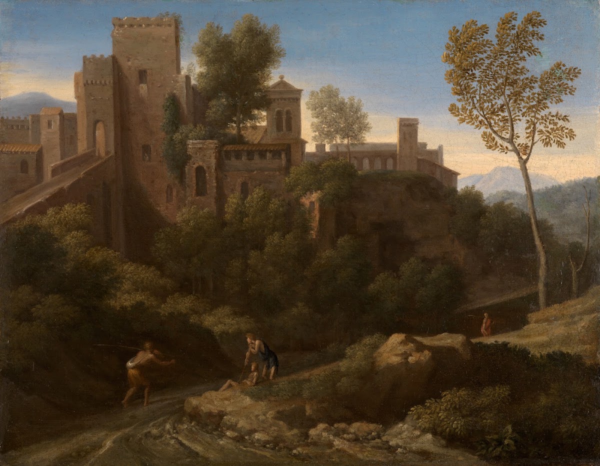 Klassische Landschaft mit Gebäuden in Tivoli