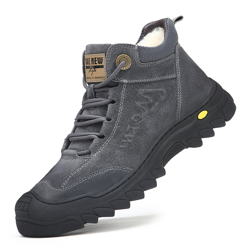 Men's Leather Winter Boots, Lambswool Lining