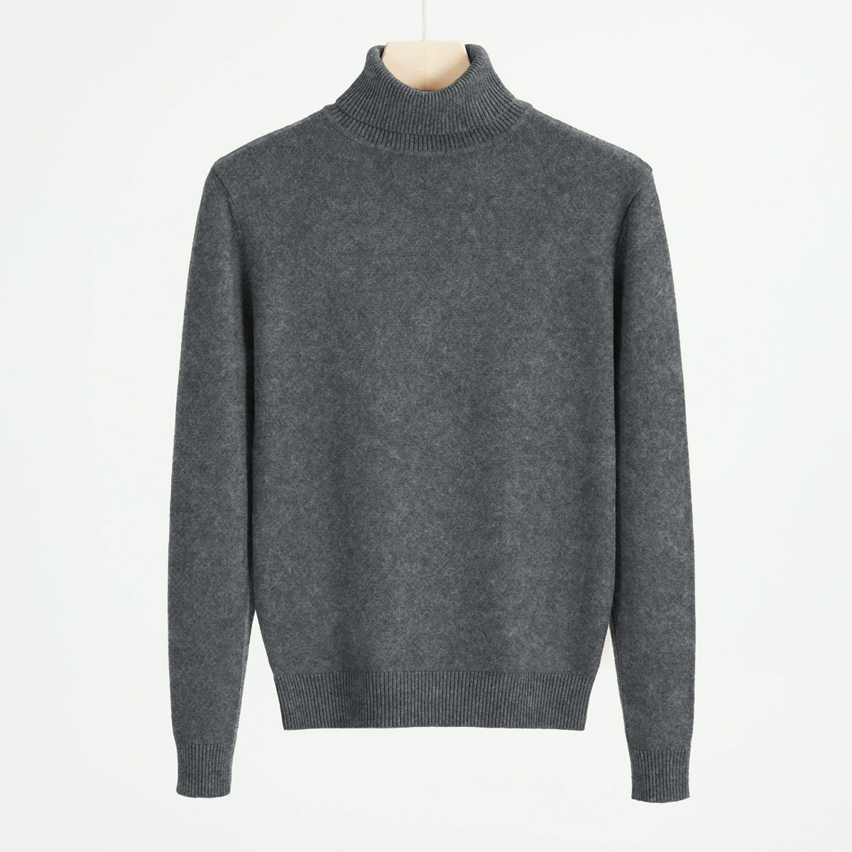 Men's knitted sweater with roll neck, warm