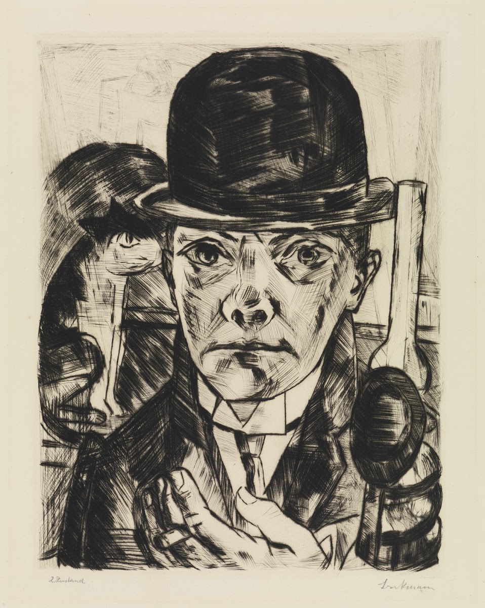 Selbstbildnis mit steifem Hut 1921