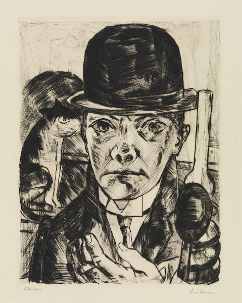 Selbstbildnis mit steifem Hut 1921