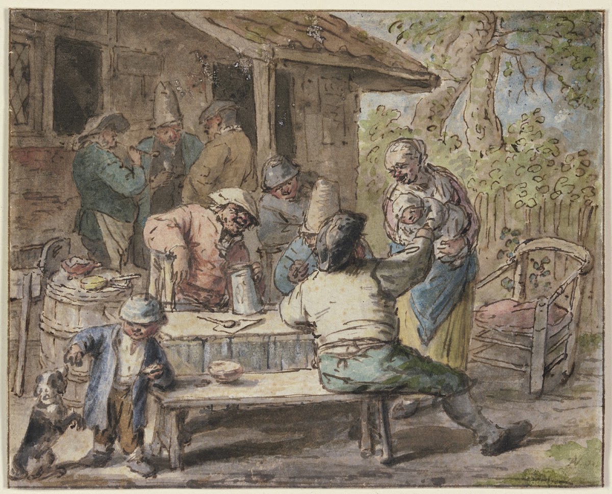 Bauern mit Kindern vor einem Haus ca 1655  1670