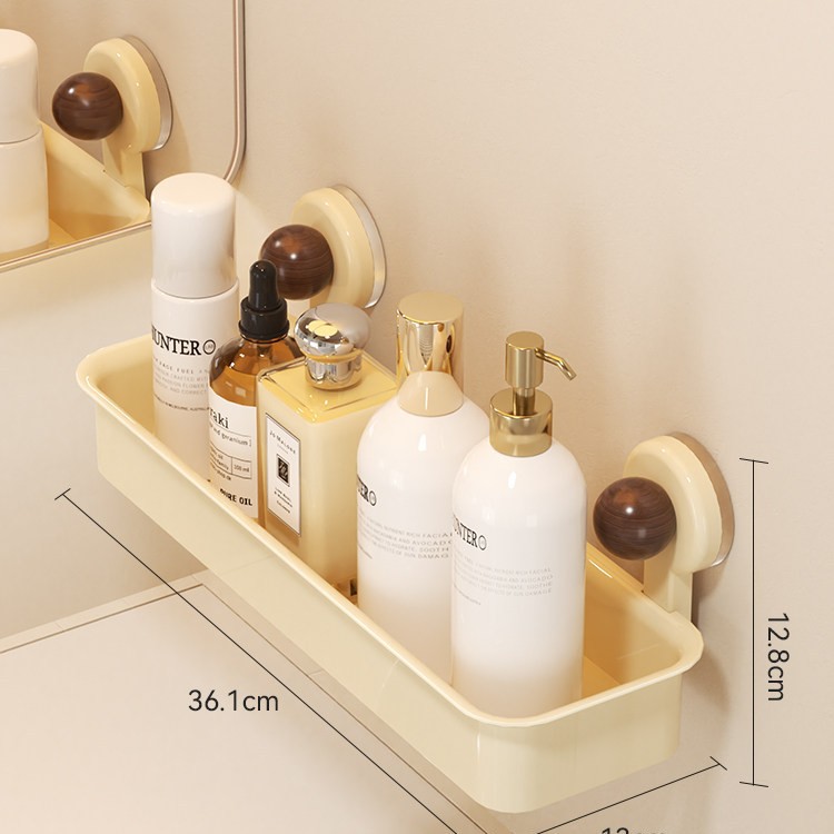 Bathroom shelf with suction cup, wall mountable