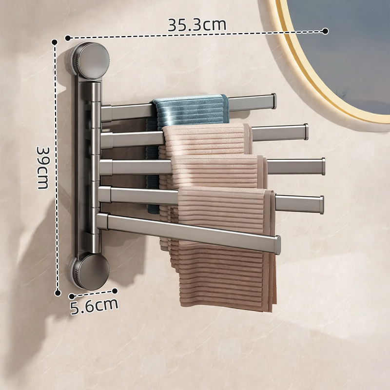 Rotating towel holder made of aluminum, no drilling