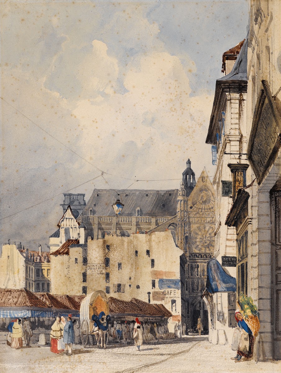 La rue des Prouvaires et léglise Saint Eustache 19th century