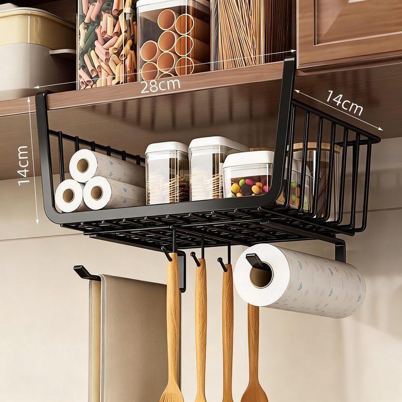 Extendable kitchen shelf made of steel, adjustable