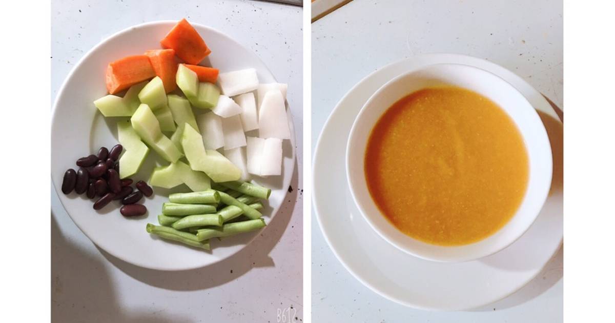 Ăn dặm bé 6 tháng: cháo rau củ thập cẩm đậu đỏ
