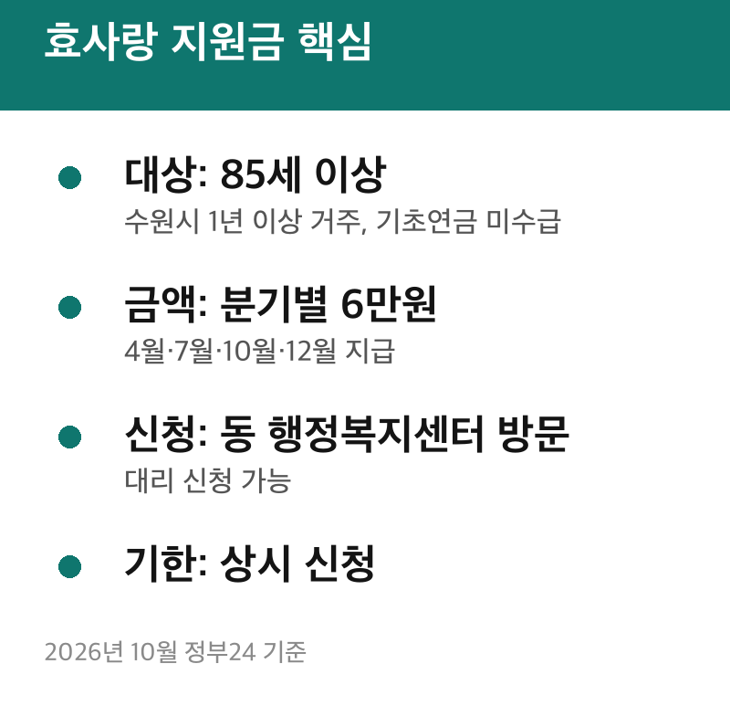 효사랑 지원금 핵심