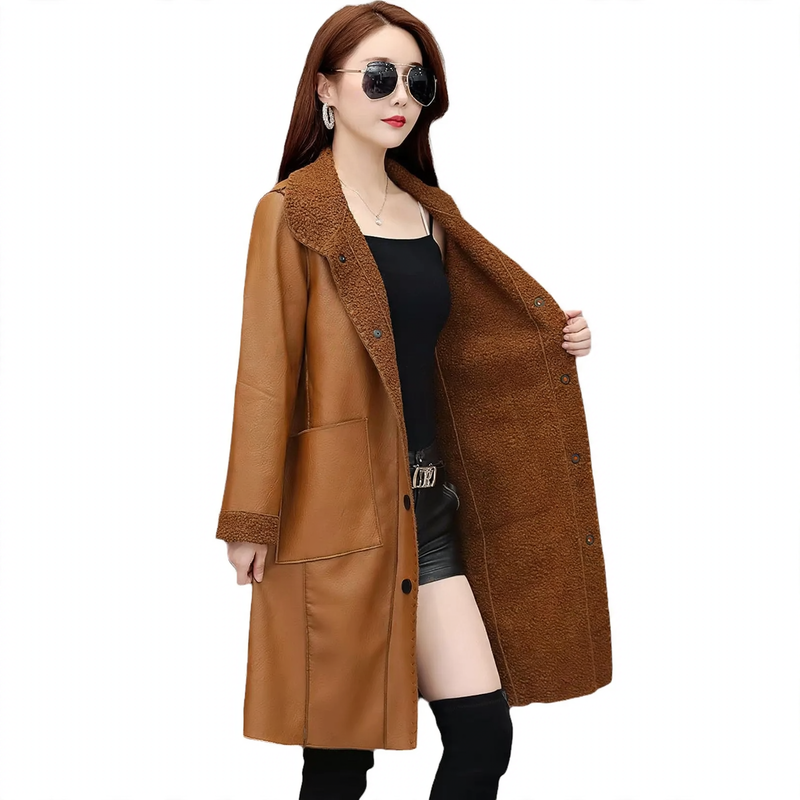 Medium-length teddy coat, casual style