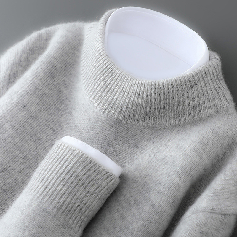 Men's Wool Sweater, Half Collar, Knitted, Loose