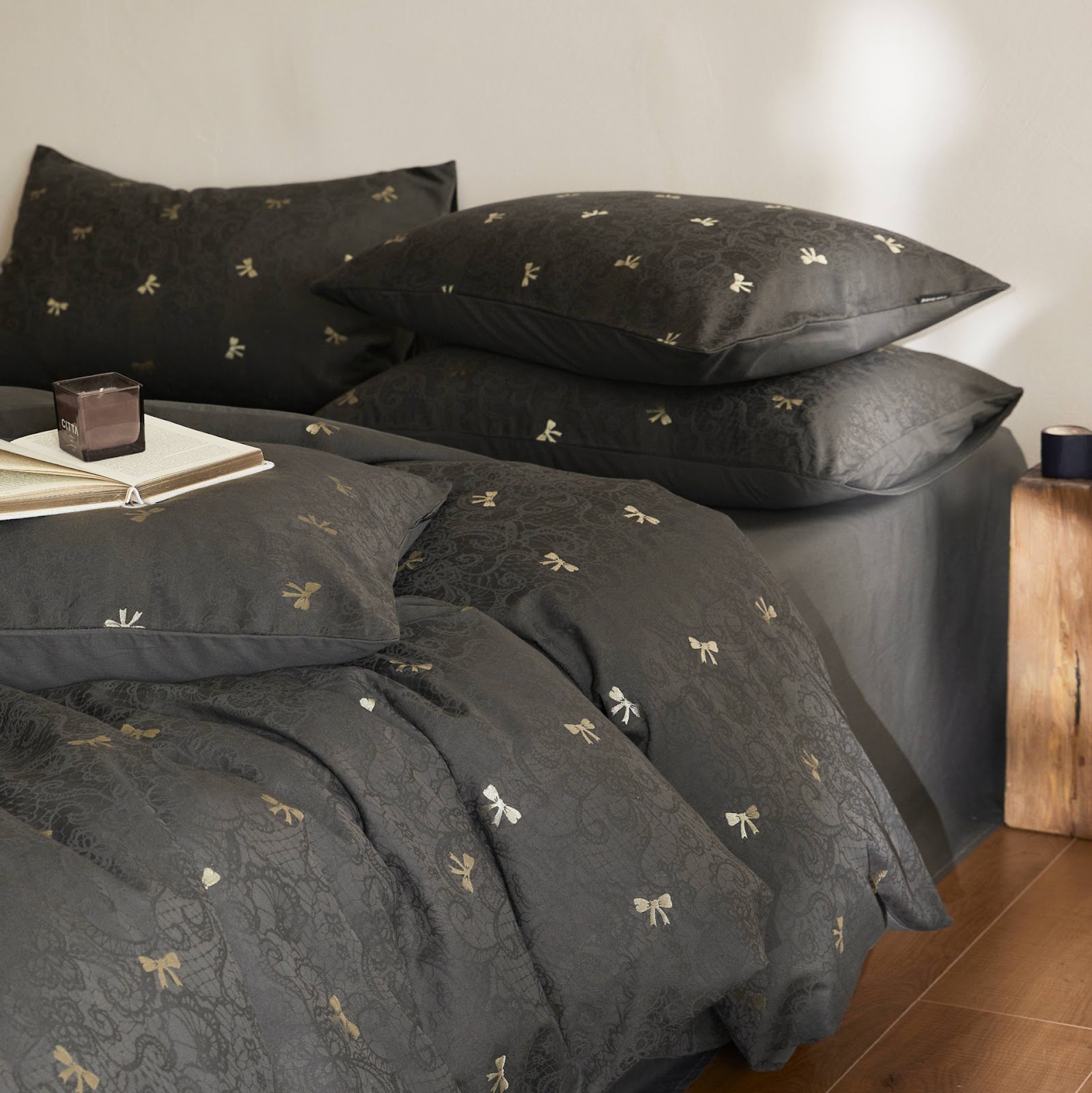 Cotton bedding set, 4-piece, butterfly pattern