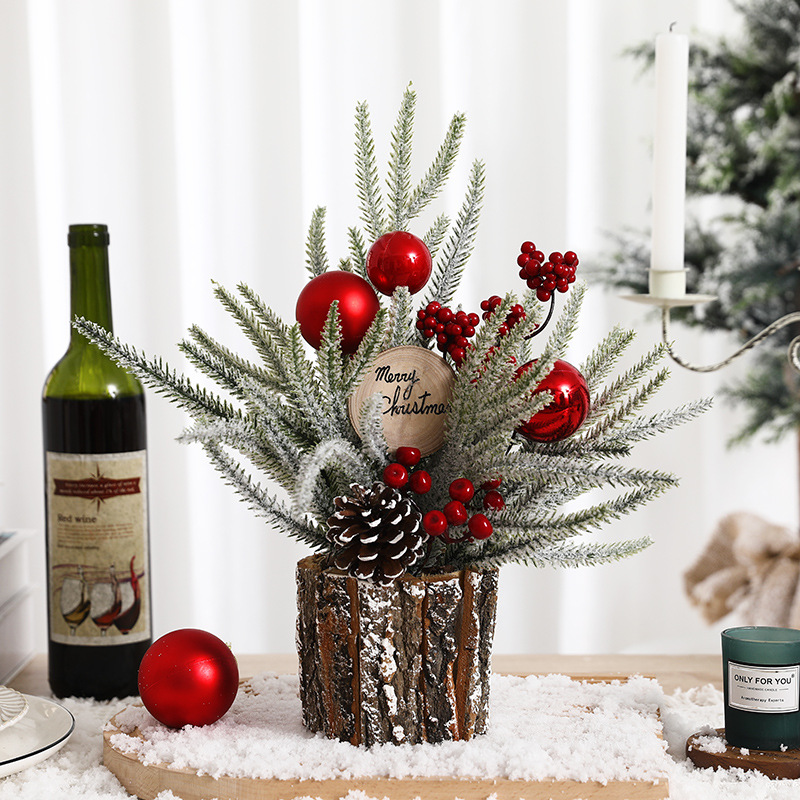 Mini-Weihnachtsbaum im Holzfass, 35 cm
