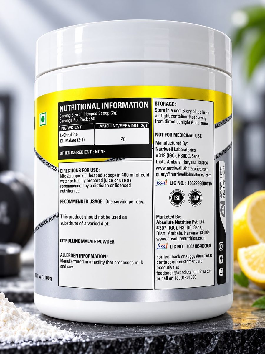 Absolute Nutrition Citrulline Malate 100gm — Unflavoured, 100g