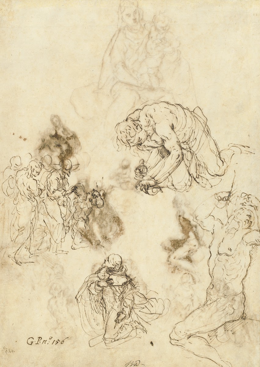 Studies of Christ Healing the Blind Man Saint Philip Benizzi and Saint Sebastian