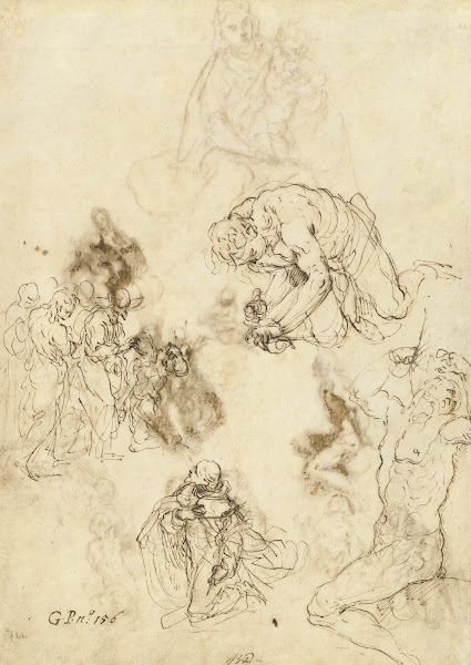 Studies of Christ Healing the Blind Man Saint Philip Benizzi and Saint Sebastian