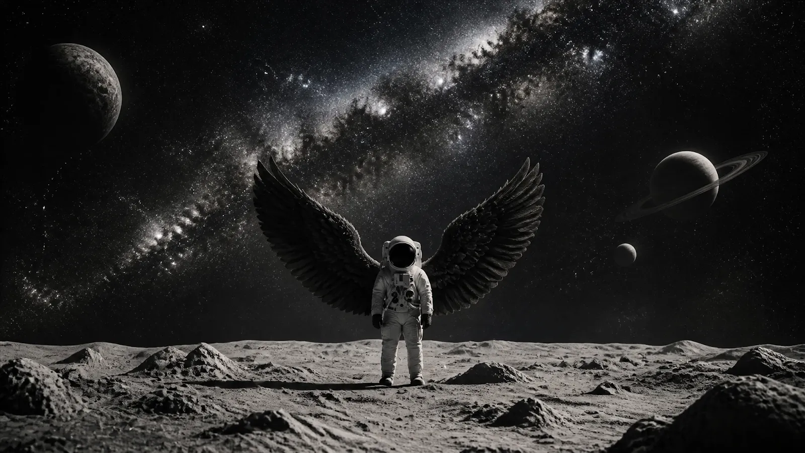 Astronauta con traje espacial de pie sobre