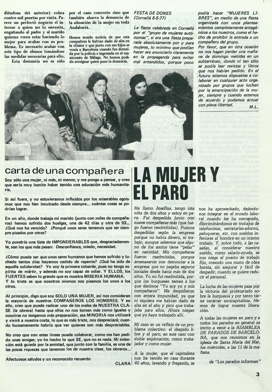 Mujeres Libres, junio 1977, página 3