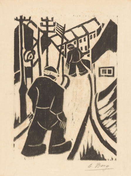 Twee figuren in dorpsstraat ca 1930 1931