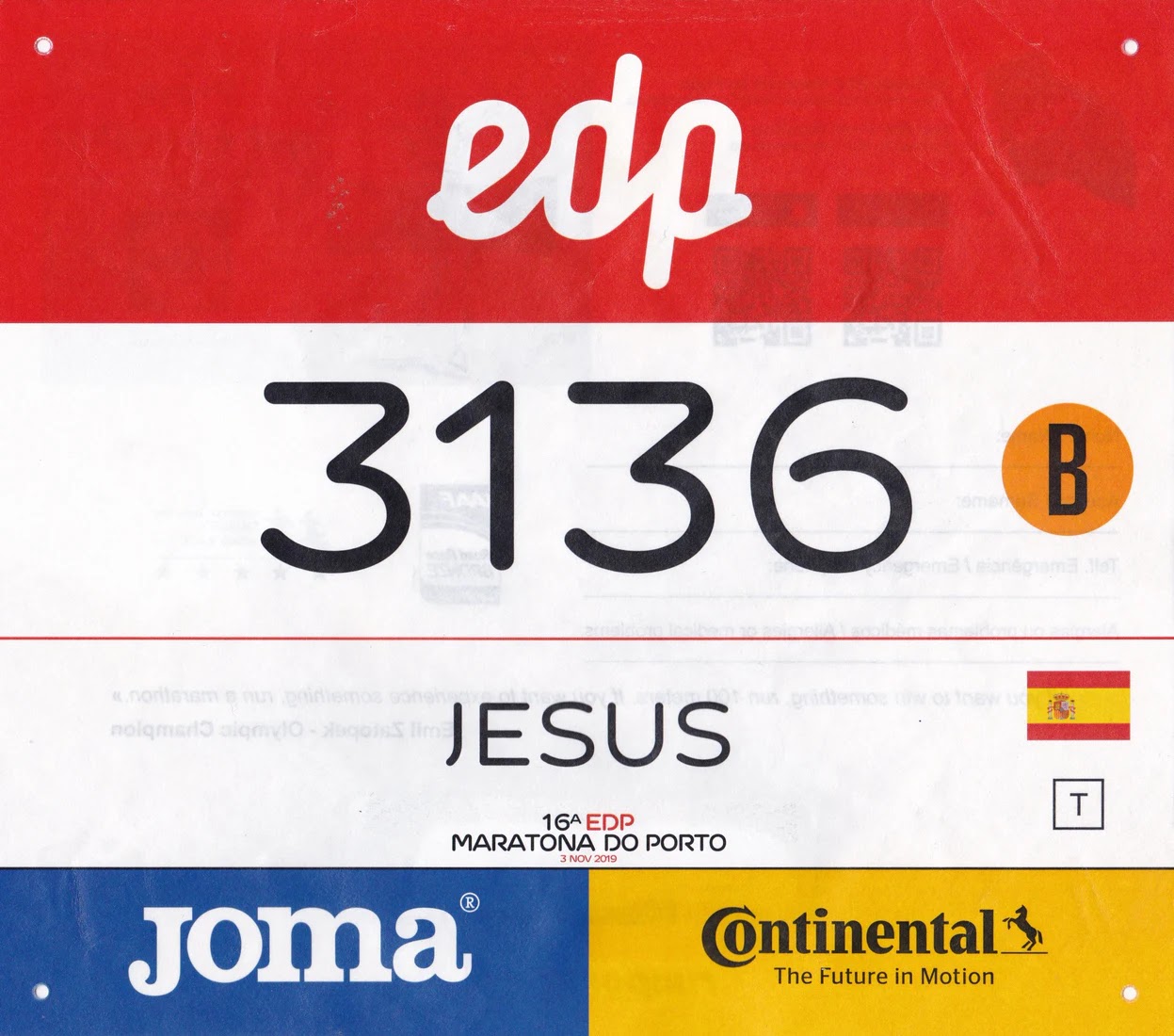 Dorsal de Porto Marathon