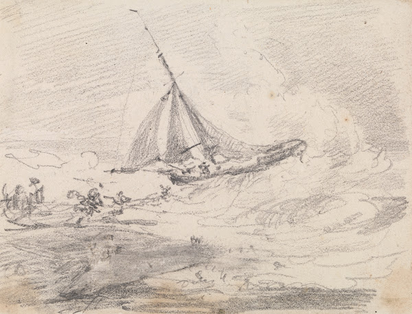 A Sailing Vessel in Rough Seas Hastings 1820