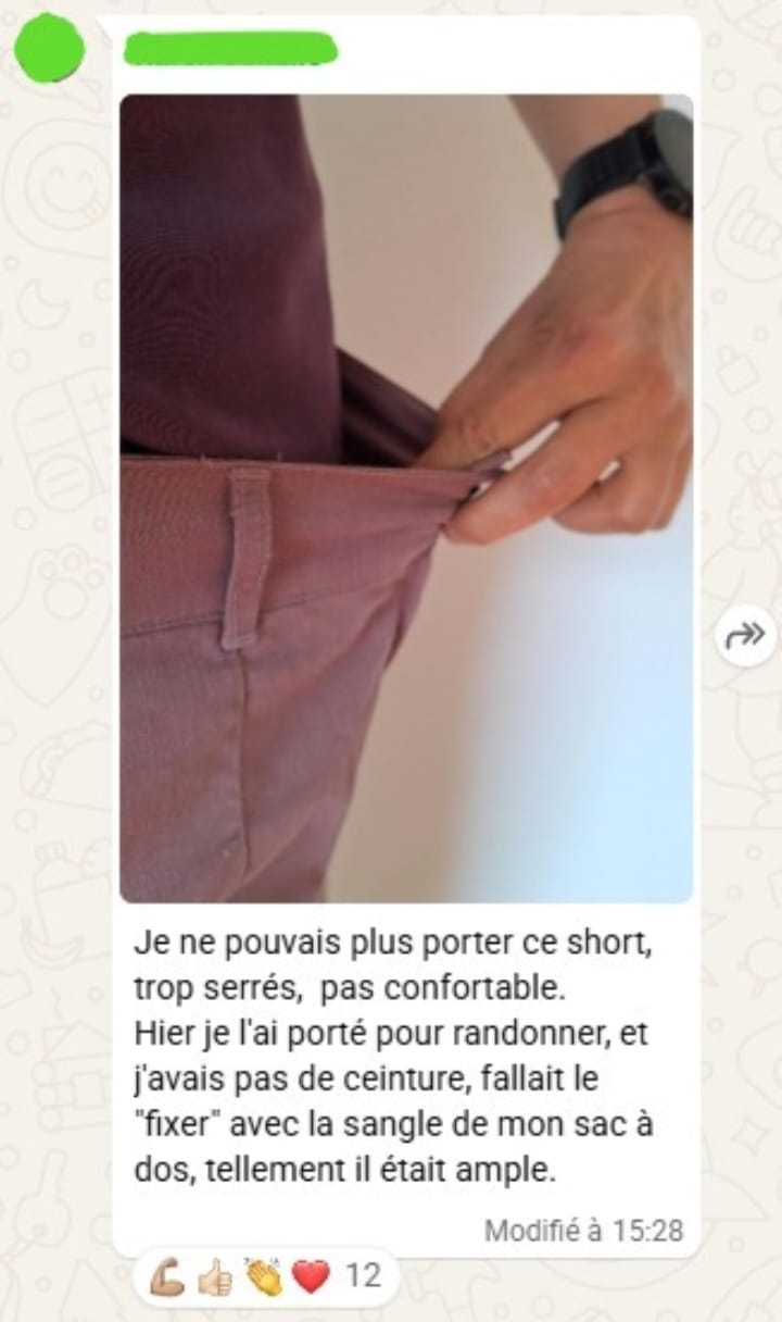 Message d'une cliente VEGAFIT