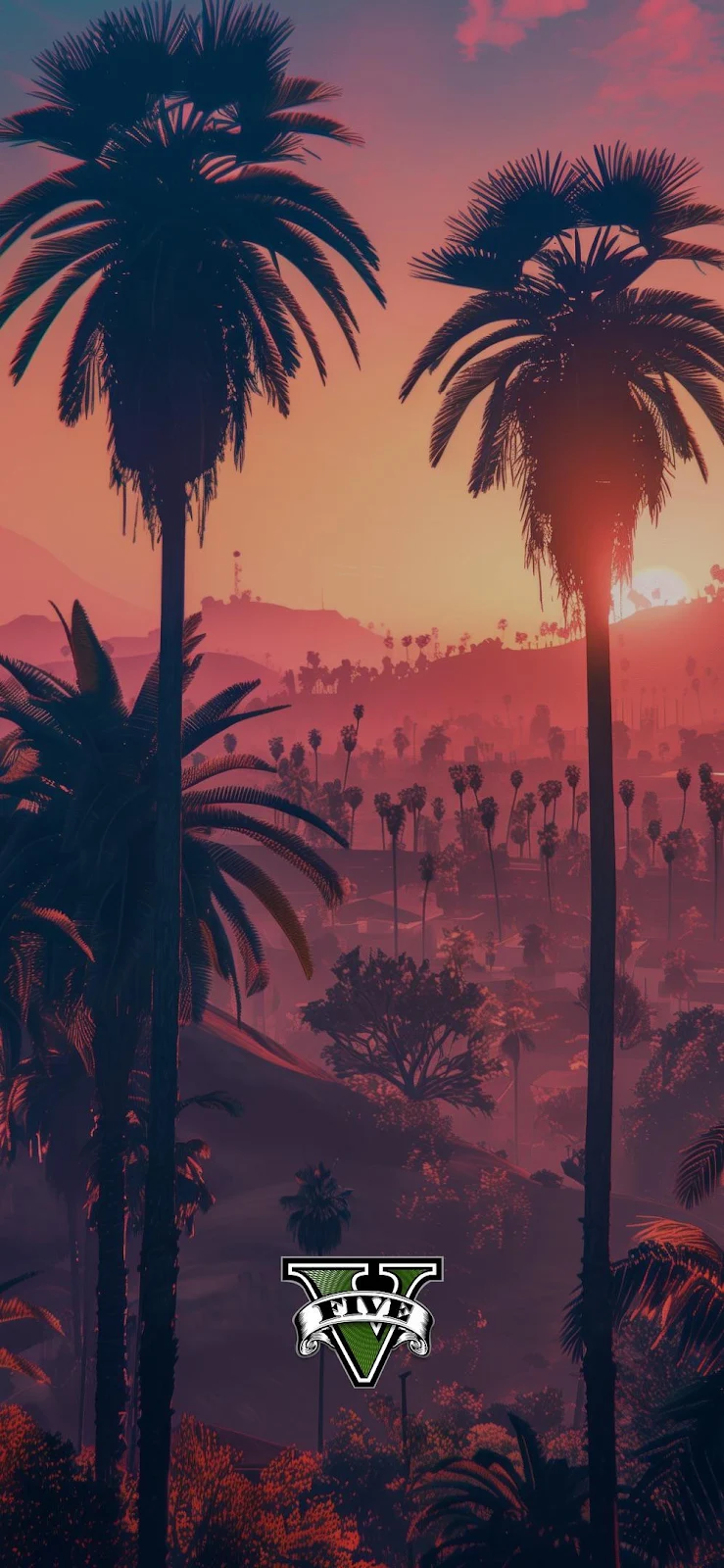 Grand Theft Auto V Sunset - Digital Game Art iPhone Wallpaper (997x2160)