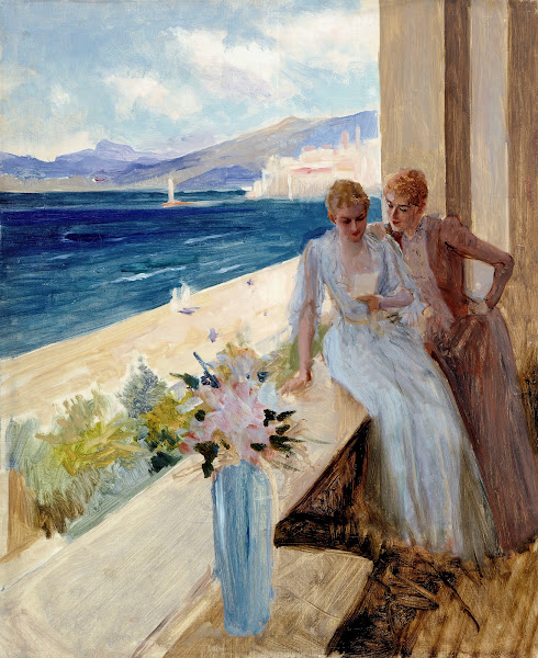 The Artists Wife And Emilie Von Etter On The Balcony In Cannes 1891