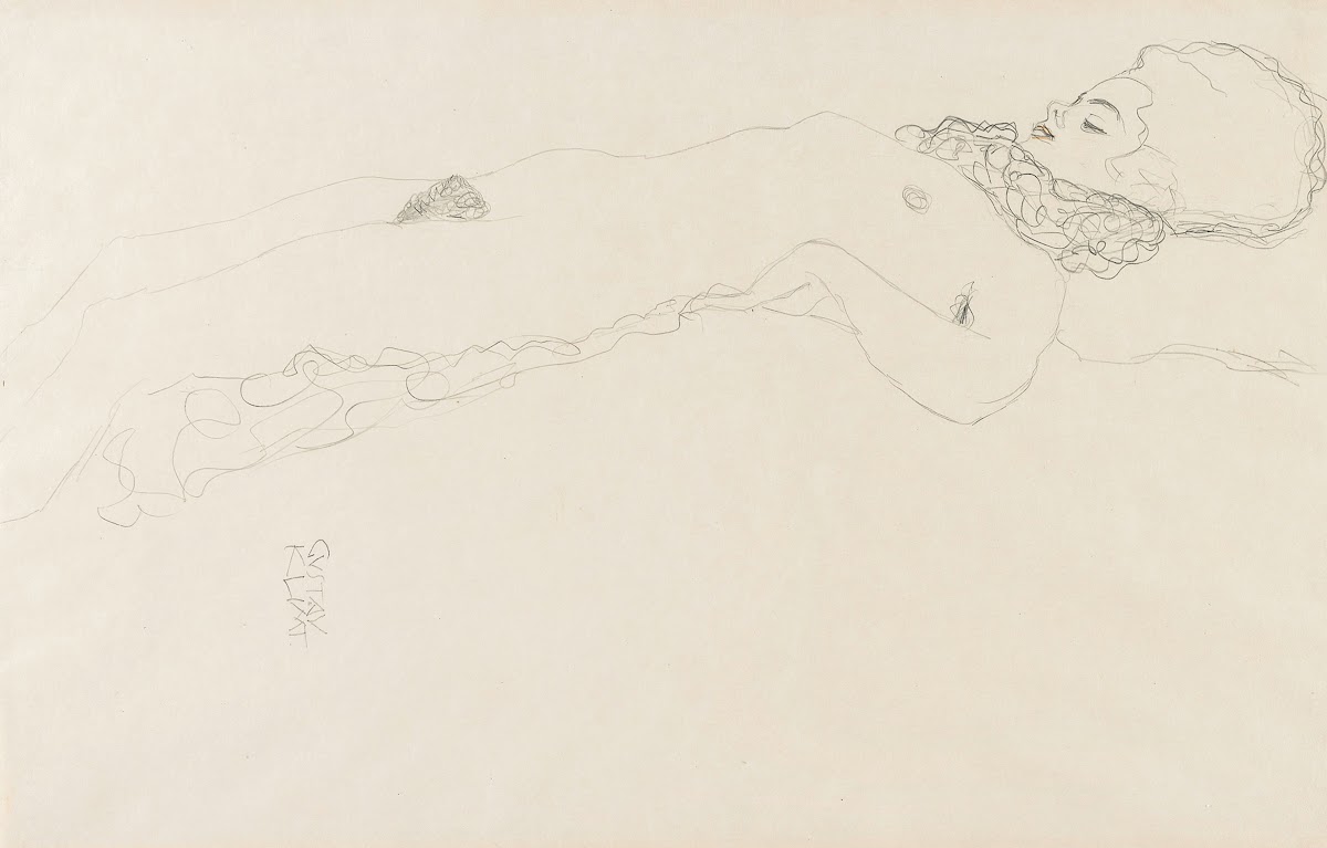 Naked Girl with Ruff lying 1905 1906