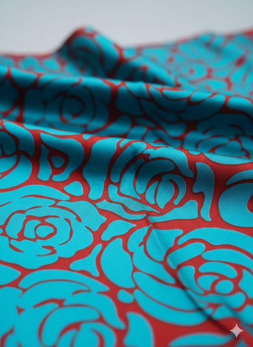 Zink Red Silk Pinted Hijab | Satin Scarf