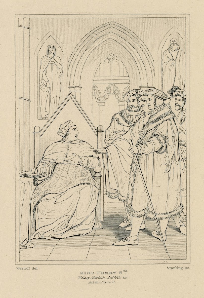 King Henry VIII act 3 scene 2 Wolsey Duke of Norfolk Suffolk c 19th century