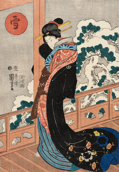 Snow Beauty on a Veranda mid 19th century