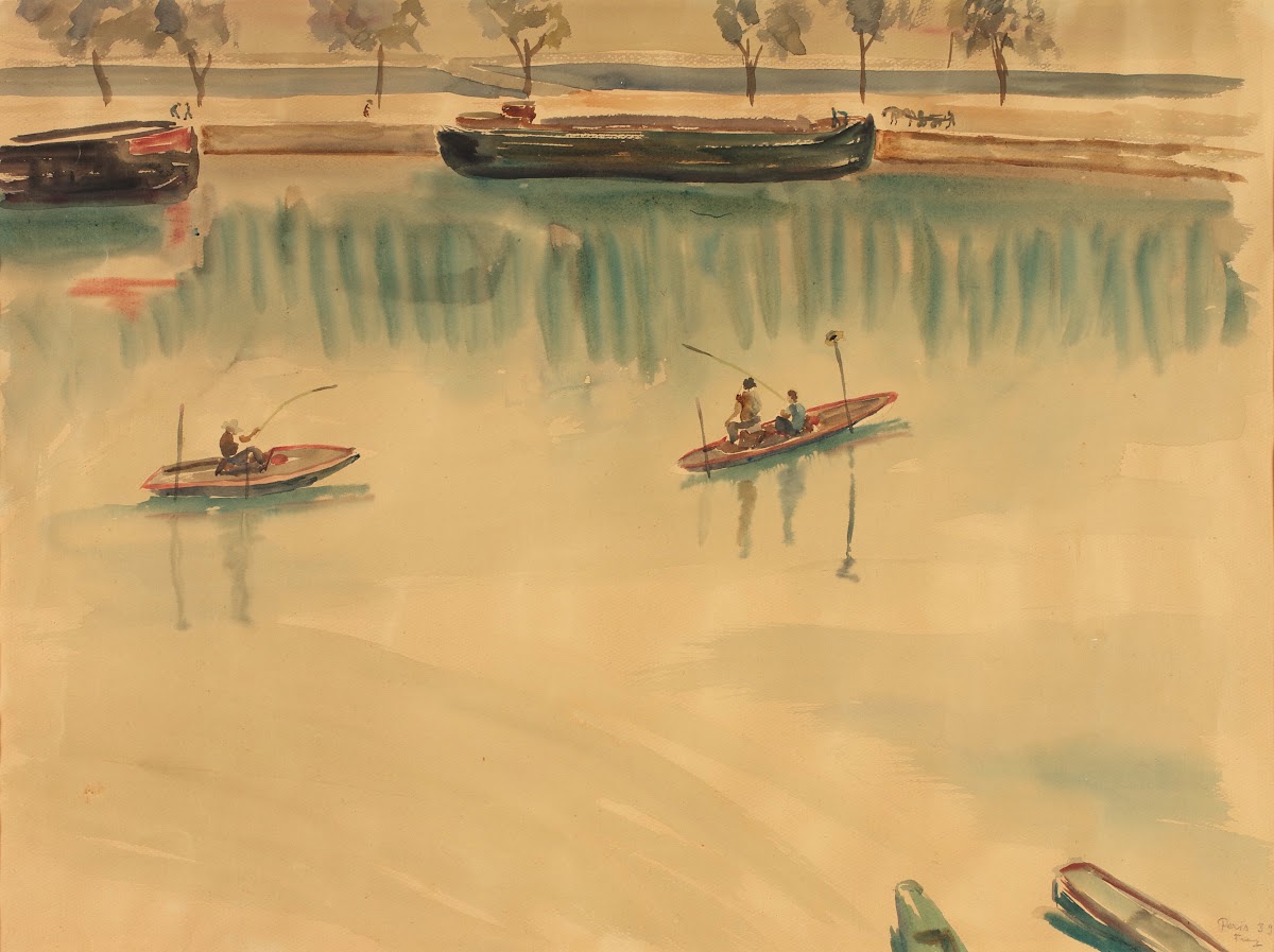 Schiffe auf der Seine bei Paris 1939