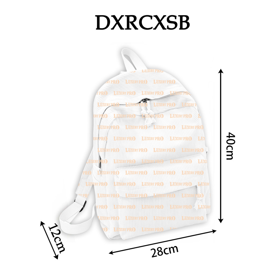 Corduroy Embroidered School Bag