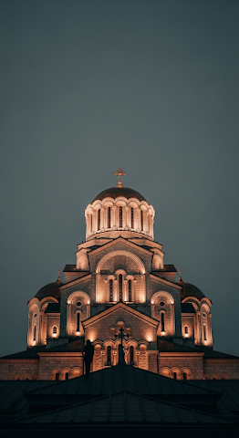 Illuminated Cathedral at Twilight
