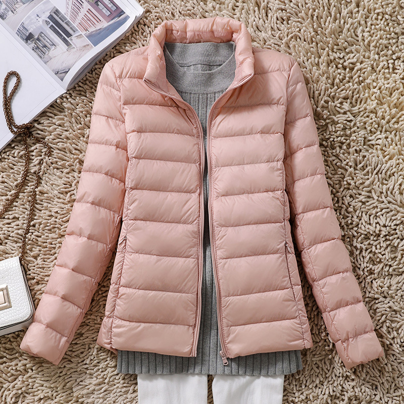 Women's down jacket, lightweight, stand-up collar