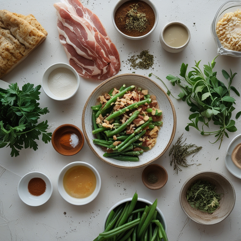 Ingredients for Bacon Loaded Green Bean Casserole – Easy Homemade Comfort Side Dish