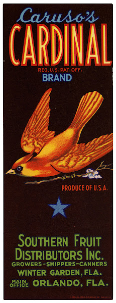 Carusos Cardinal Brand Fruit Label 1930 1950