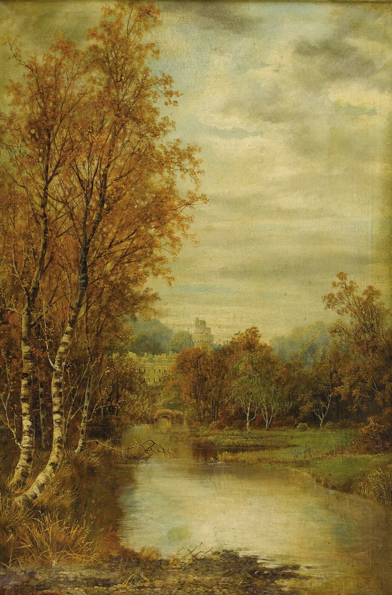 Autumn Landscape With Pond And Castle Tower 1869